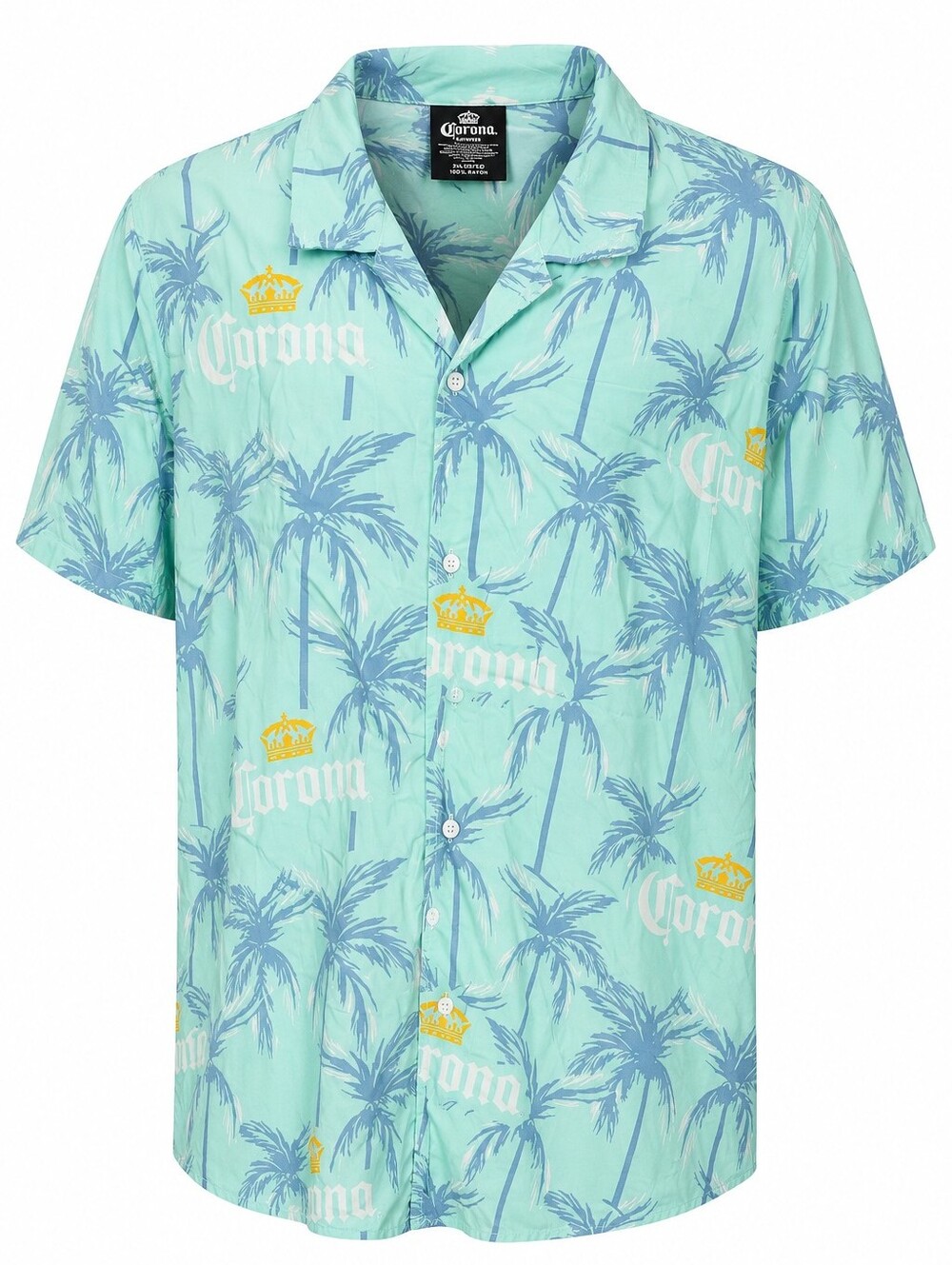 Corona Mint Green Short-Sleeve Palm Print Button-Down Shirt